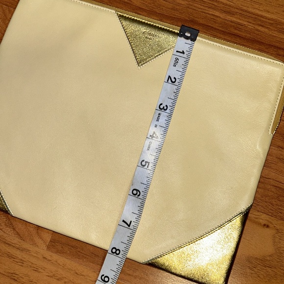 Authentic Céline Cabas Leather Clutch Bag Metallic Zippered Pouch - Picture 5 of 15